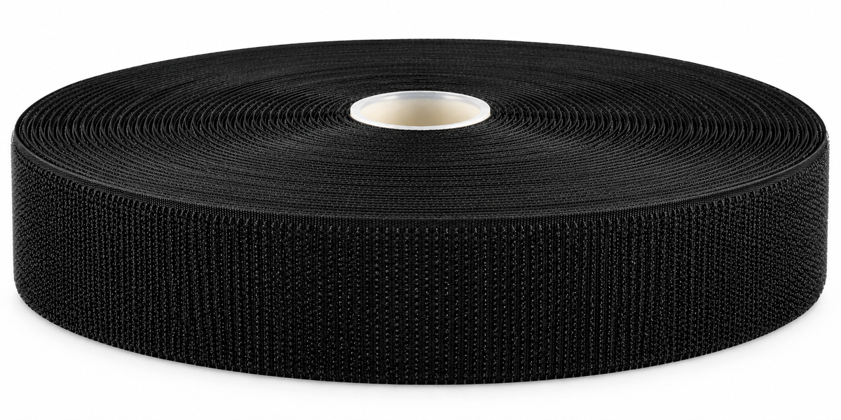 Hook-and-loop tape · black hook tape · self-adhesive K64 · PA/PES · 50 mm · 25 m roll