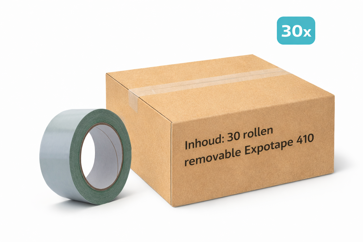 27x MegaTape 410 · dubbelzijdige verwijderbare expotape · 25 m op rol · 50 mm · groen