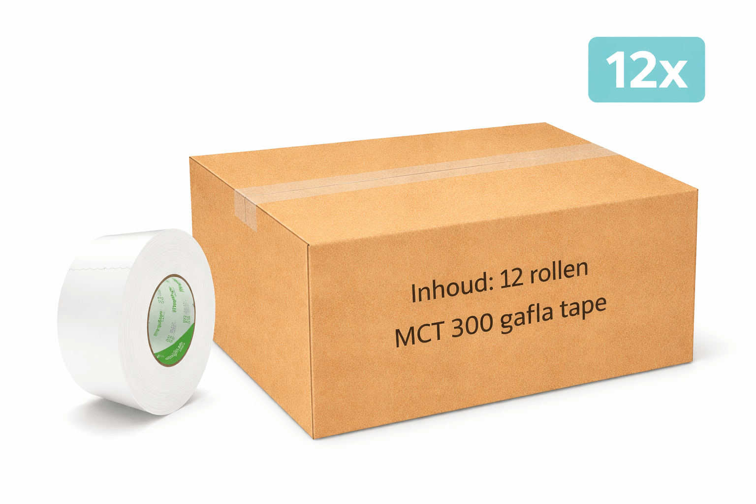 12x MegaTape MCT 300 · Gaffa tape · 75 mm · wit · rol 50m - Megatape MCT300 - 3BUTE