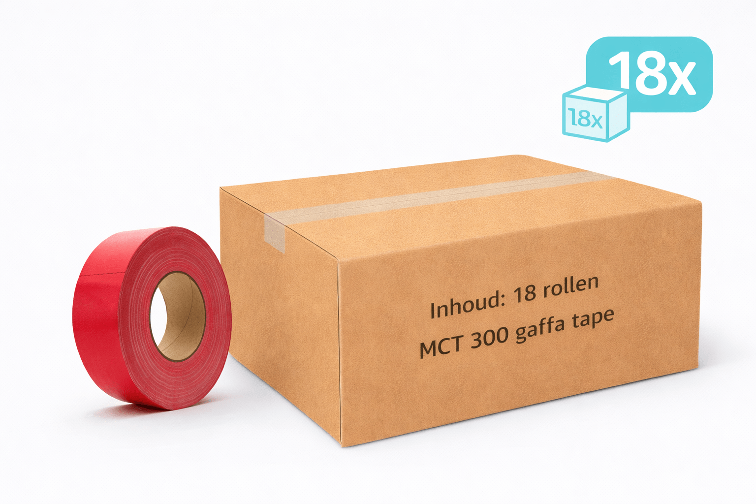 18x MegaTape MCT 300 · Gaffa tape · 50 mm · rood · rol 50m - Megatape MCT300 - 3BUTE