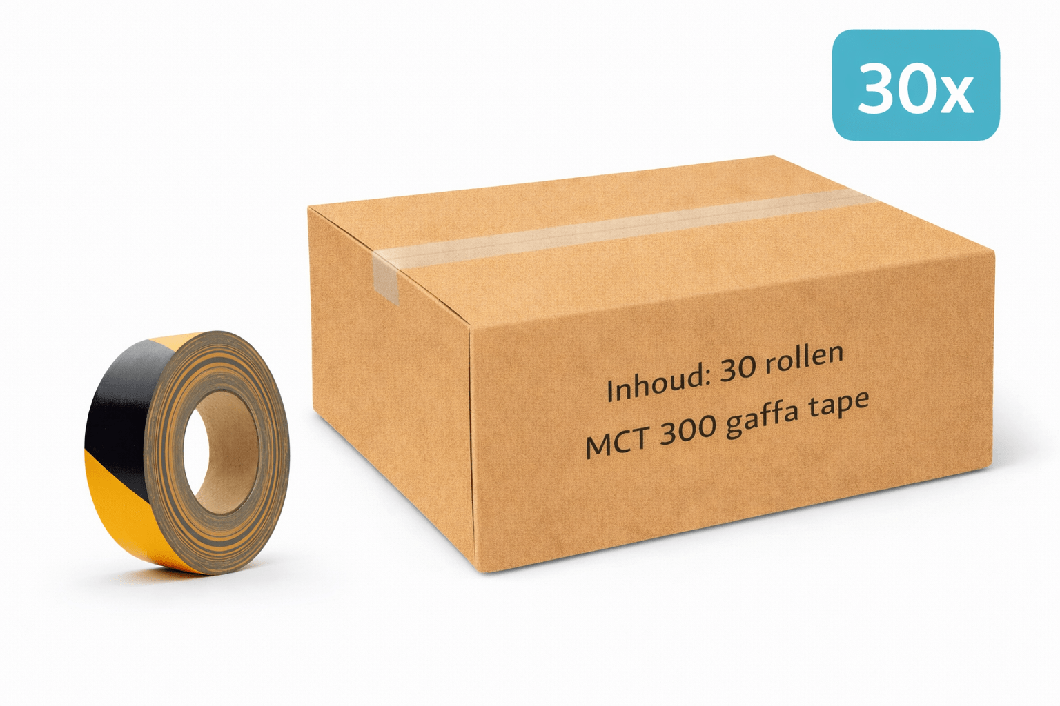 30x MegaTape MCT 300 · Gaffa tape · 50 mm · hazard · rol 25m - Megatape MCT300 - 3BUTE