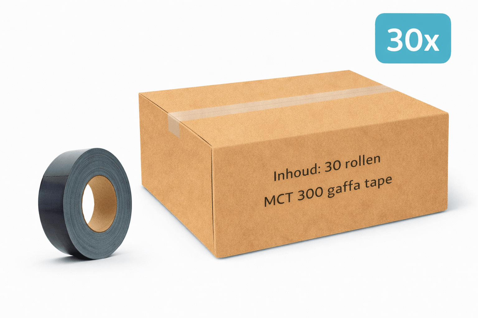 30x MegaTape MCT 300 · Gaffa tape · 50 mm · zwart · rol 25m - Megatape MCT300 - 3BUTE