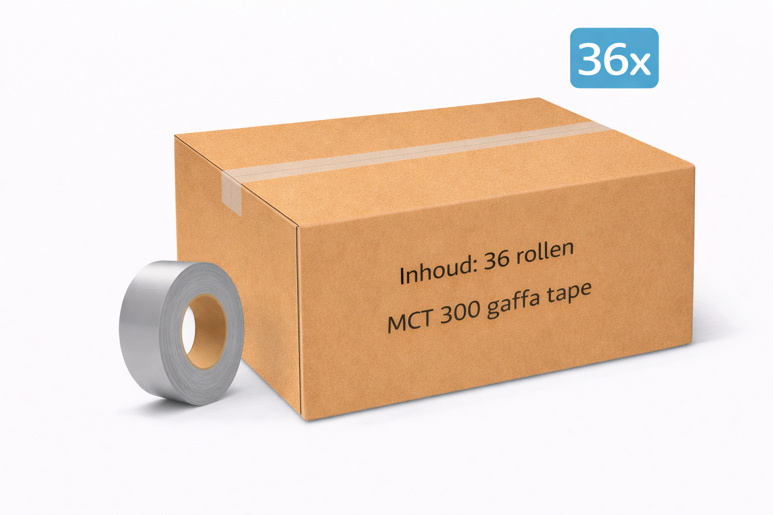 36x MegaTape MCT 300 · Gaffa tape · 25 mm · grijs · rol 50m