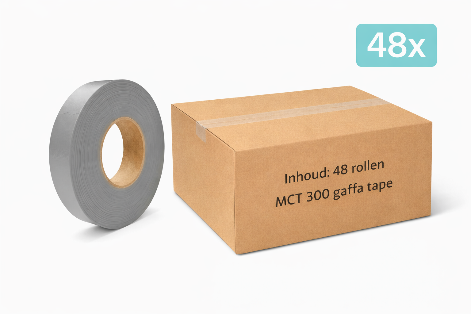 48x MegaTape MCT 300 · Gaffa tape · 19 mm · grijs · rol 50m