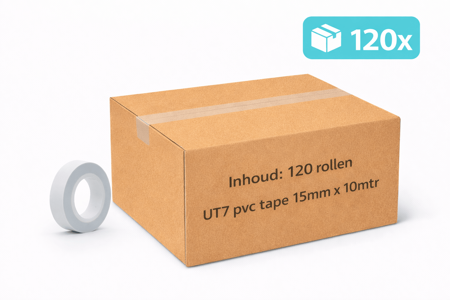 120x MegaTape UT7 PVC tape · 15 mm · wit · 10 m rol - Megatape UT7 - 3BUTE