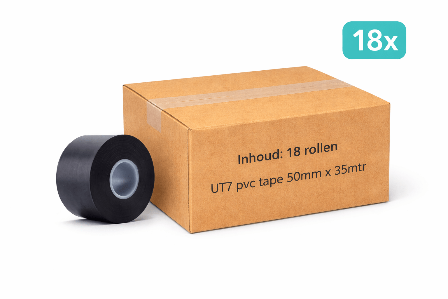 18x MegaTape UT7 PVC tape · 50 mm · zwart · 33 m rol - Megatape UT7 - 3BUTE