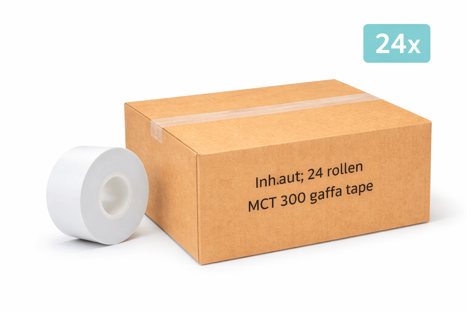 24x MegaTape UT7 PVC tape · 38 mm · wit · 33 m rol - Megatape UT7 - 3BUTE