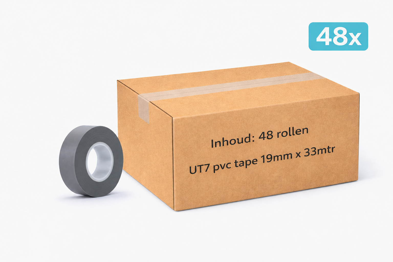 48x MegaTape UT7 PVC tape · 19 mm · grijs · 33 m rol