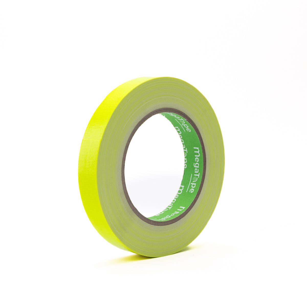 rol uit doos met 32x MegaTape UT70 fluor gaffa tape 25 m op rol 19 mm geel voor events, theater en beurzen
