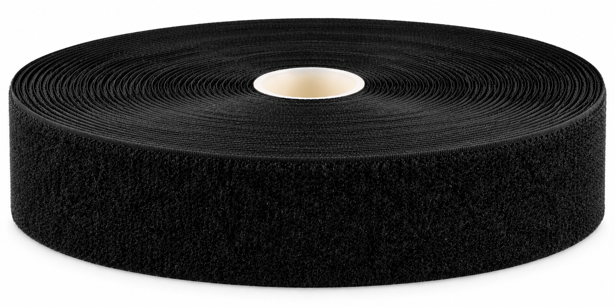 Hook-and-loop tape · black loop tape · self-adhesive K64 · PA/PES · 50 mm · 25 m roll